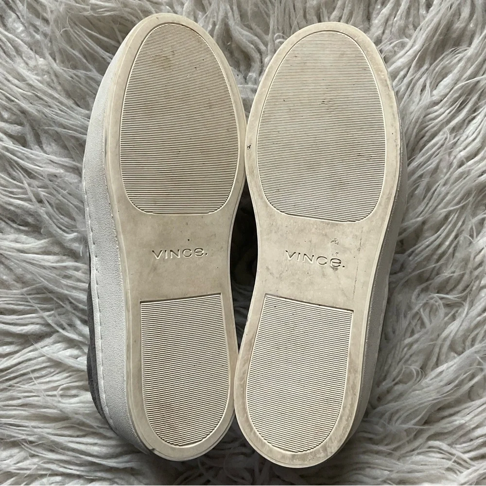 Vince Warren Gray Suede Leather Chunky Platform Flatform Slip-On Sneakers Size 6
